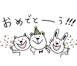 A cat and a rabbit and bear cute loosely sticker #13436676