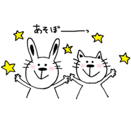 A cat and a rabbit and bear cute loosely sticker #13436694