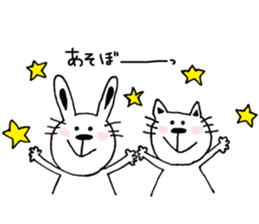 A cat and a rabbit and bear cute loosely sticker #13436694