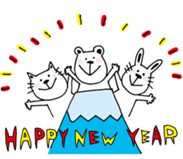 A cat and a rabbit and bear cute loosely sticker #13436708