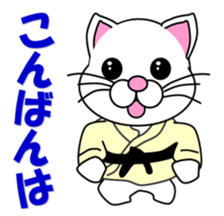 A white cat which do judo sticker #13447687