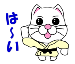 A white cat which do judo sticker #13447690