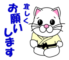 A white cat which do judo sticker #13447695