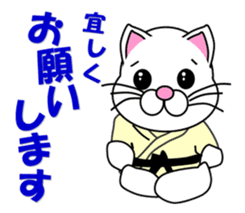 A white cat which do judo sticker #13447695