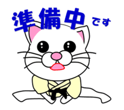 A white cat which do judo sticker #13447696
