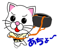 A white cat which do judo sticker #13447698