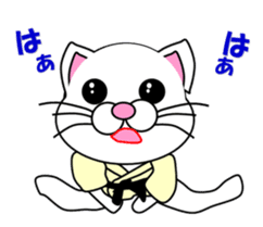 A white cat which do judo sticker #13447706