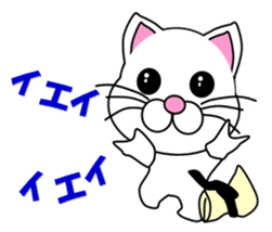 A white cat which do judo sticker #13447716