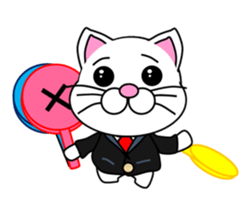 A white cat which do judo sticker #13447724