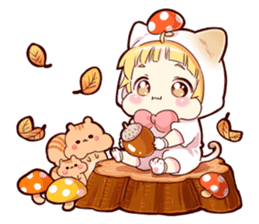 Autumn and winter of a cat ear sticker #13453455