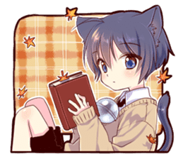 Autumn and winter of a cat ear sticker #13453456
