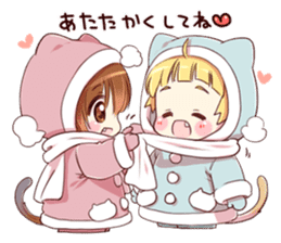 Autumn and winter of a cat ear sticker #13453482