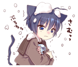 Autumn and winter of a cat ear sticker #13453483