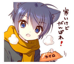 Autumn and winter of a cat ear sticker #13453485