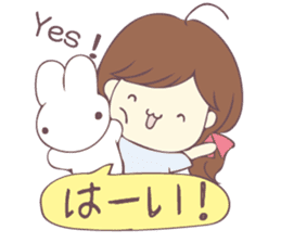 Usable sticker of the girl with English. sticker #13453511