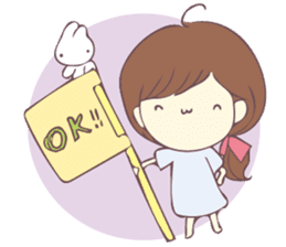 Usable sticker of the girl with English. sticker #13453512