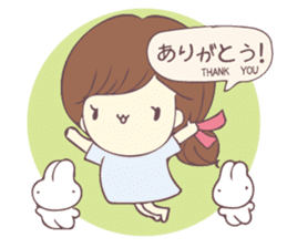 Usable sticker of the girl with English. sticker #13453517