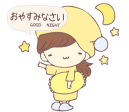 Usable sticker of the girl with English. sticker #13453520