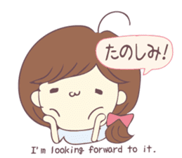 Usable sticker of the girl with English. sticker #13453531