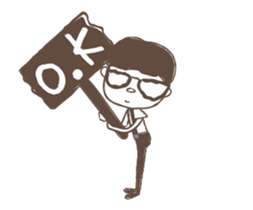 Moving! Glasses with short hair sticker #13455863