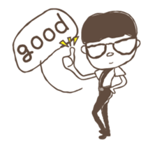 Moving! Glasses with short hair sticker #13455871