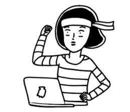 The woman in the striped shirt sticker #13458492