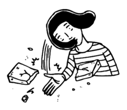 The woman in the striped shirt sticker #13458502