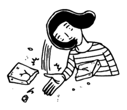 The woman in the striped shirt sticker #13458502