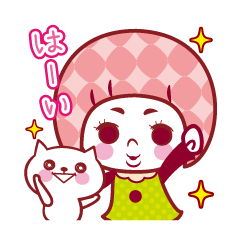 Sticker of a cat and the girl