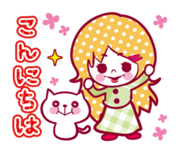Sticker of a cat and the girl sticker #13468375