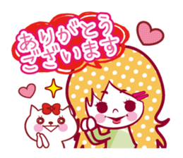Sticker of a cat and the girl sticker #13468378