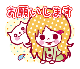 Sticker of a cat and the girl sticker #13468381