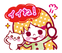 Sticker of a cat and the girl sticker #13468384