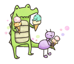 English stickers of Alligator and Ant sticker #13479904