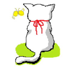 Pretty kitten and rabbit sticker #13482176