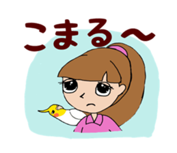 Parakeet & girl sticker #13491649