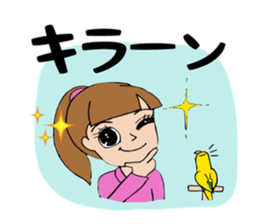 Parakeet & girl sticker #13491650