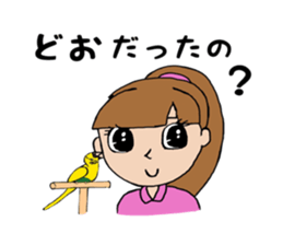 Parakeet & girl sticker #13491657