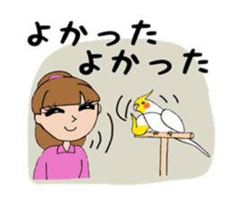 Parakeet & girl sticker #13491658