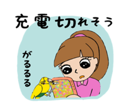 Parakeet & girl sticker #13491665