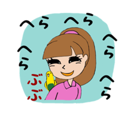 Parakeet & girl sticker #13491669