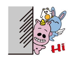 Alien cute fly rabbit and Unilateral sticker #13498844