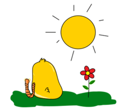 chick & earthworm sticker #13505585