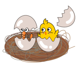 chick & earthworm sticker #13505587