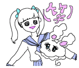 YUME KAWII high school girl and rabbit sticker #13522057