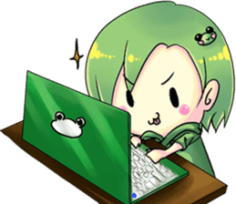 little cat girl and frog gamer (Fix) sticker #13525767