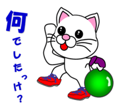 A white cat which bowls sticker #13534610