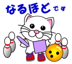 A white cat which bowls sticker #13534614