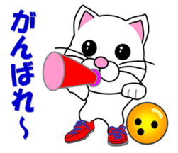 A white cat which bowls sticker #13534617