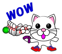 A white cat which bowls sticker #13534627